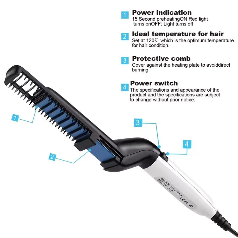 Hair & Beard Straightener Comb for Men  Multifunction Electric Hair & Beard Styling Brush