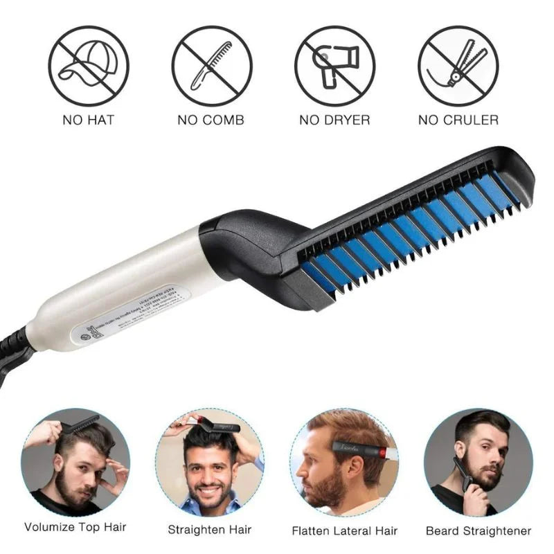Hair & Beard Straightener Comb for Men  Multifunction Electric Hair & Beard Styling Brush